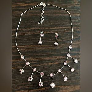 Y2K Silver and Pink Jewelry Set